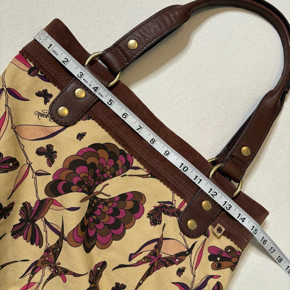 Lucky Brand Trippin Out Butterfly Multi Canvas Suede Tote Bag. - Picture 10 of 16